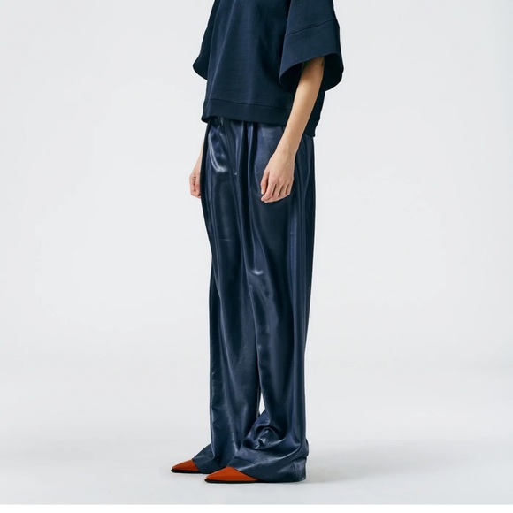 Tibi Celia Drape Stella Pant-Navy - Picture 3 of 4